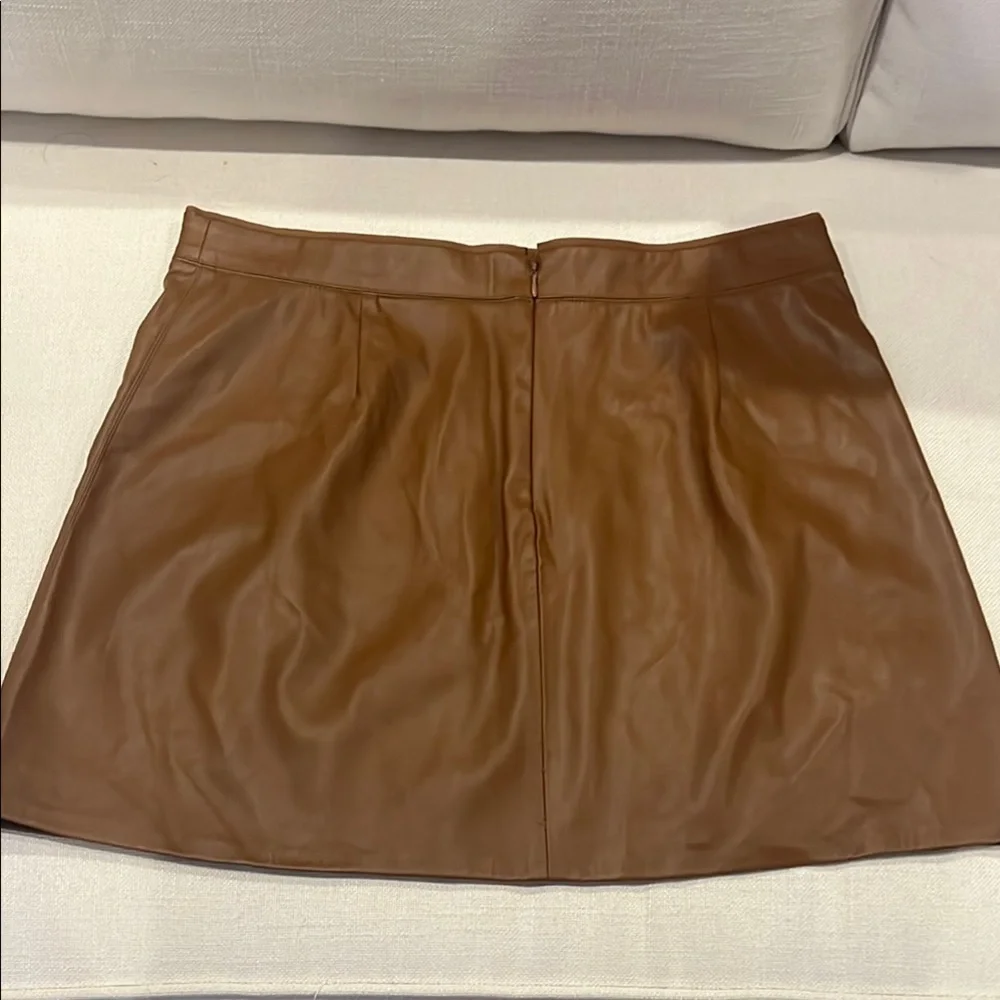 Sanctuary Brown Mini A-Line Faux Leather Skirt size 8